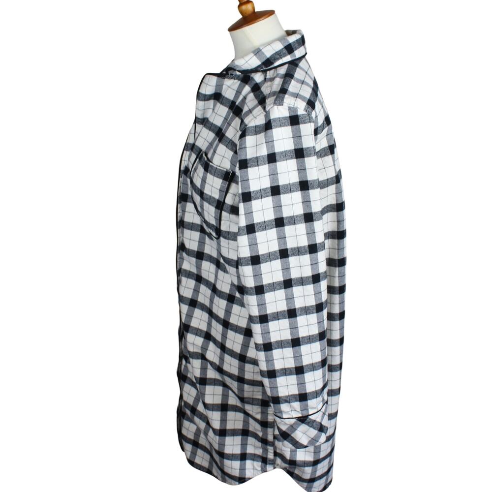 Filson Plaid Flannel Pajama Shirt Womens Medium Black Cream Button Up Cotton - Picture 2 of 5